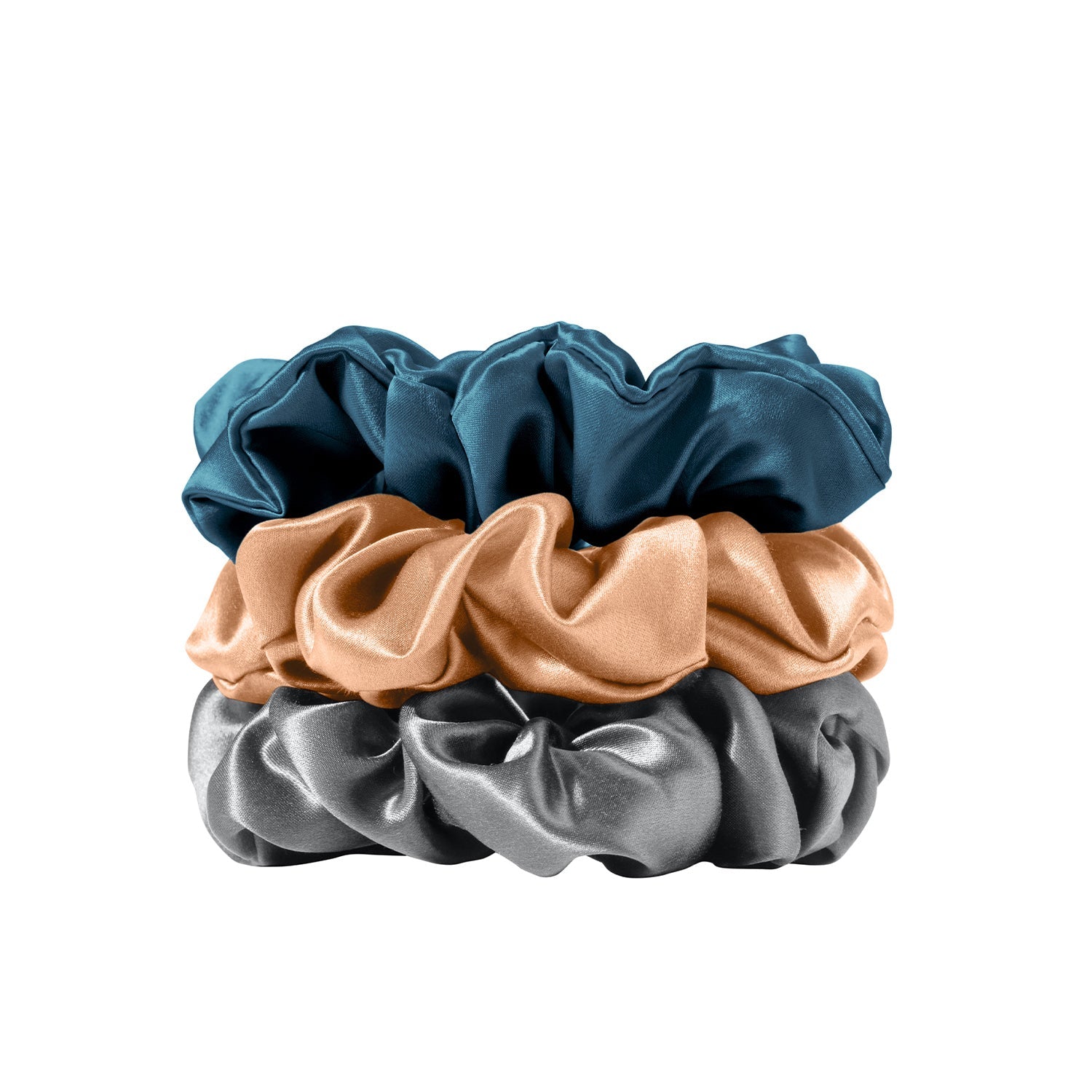 EVERSILK Scrunchies -Ultimate Grey, Apricot, Crystal Teal