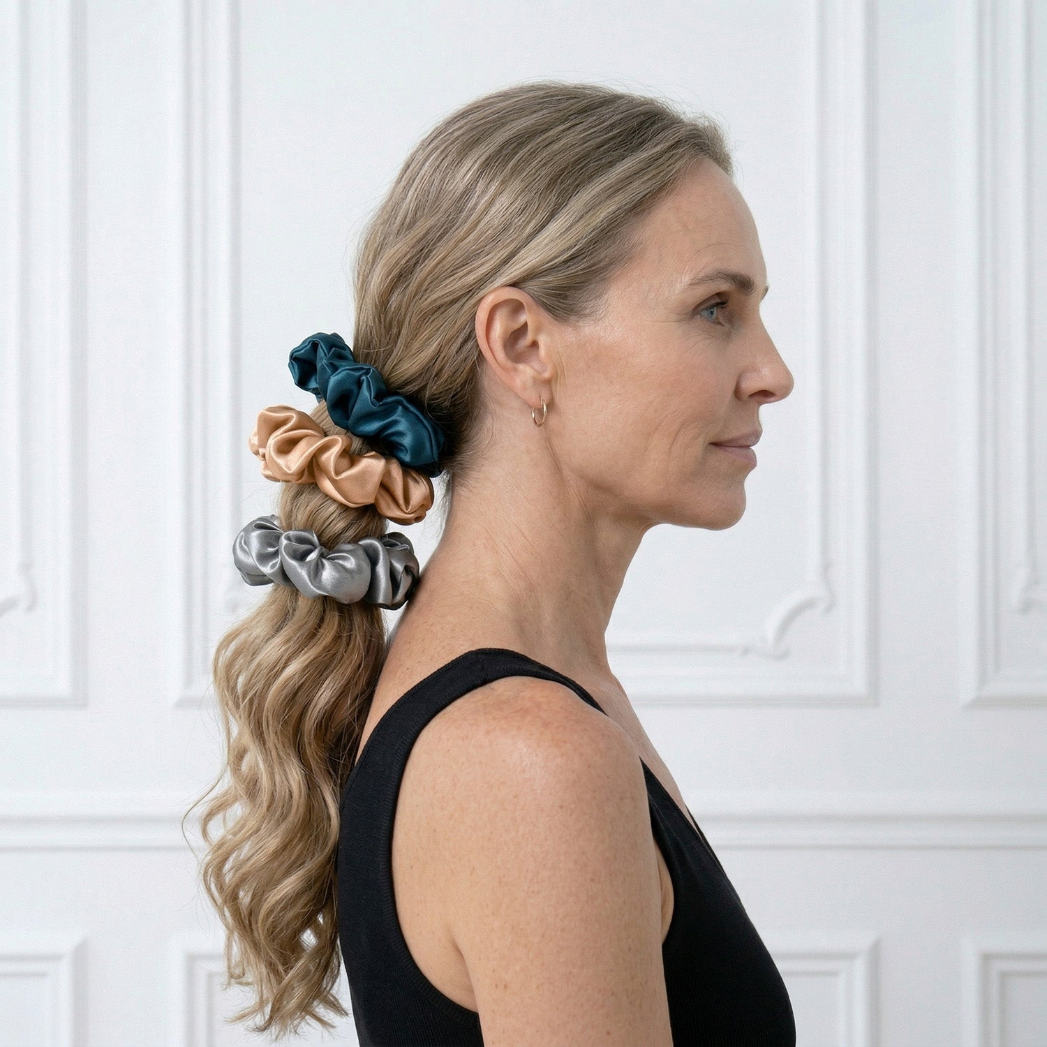 EVERSILK Scrunchies -Ultimate Grey, Apricot, Crystal Teal