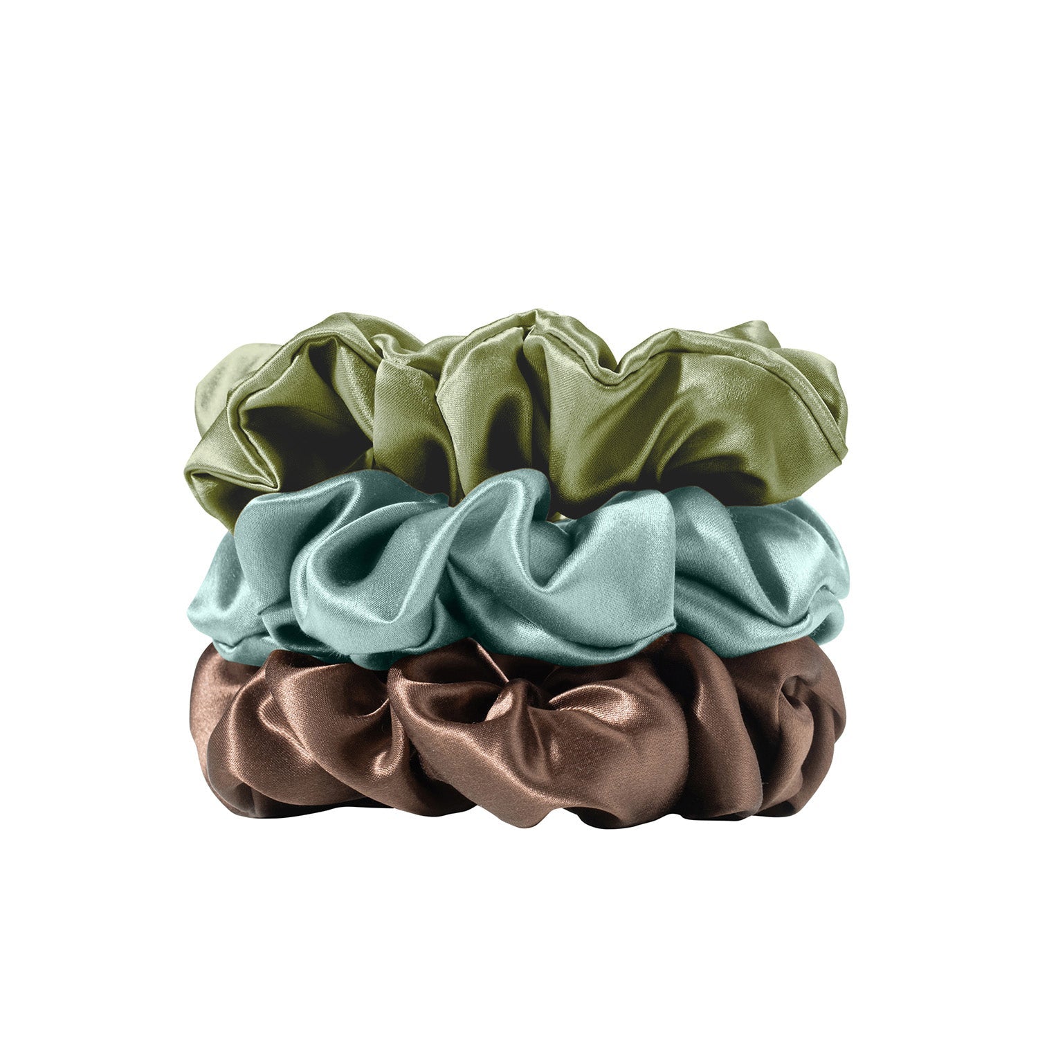 EVERSILK Scrunchies - Olive, Seafoam Green, Chocolate