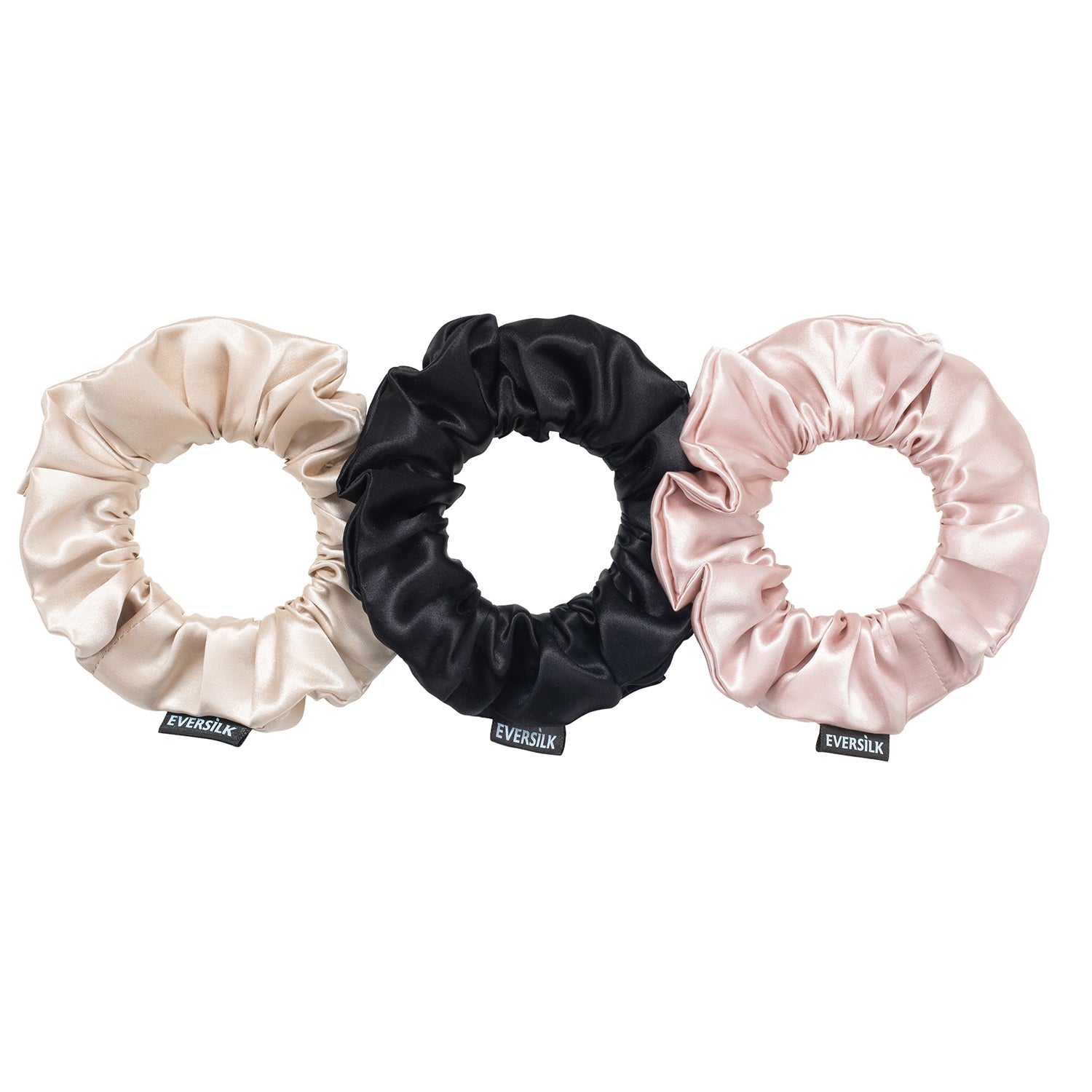 EVERSILK Scrunchies - Black, Lotus, Beige