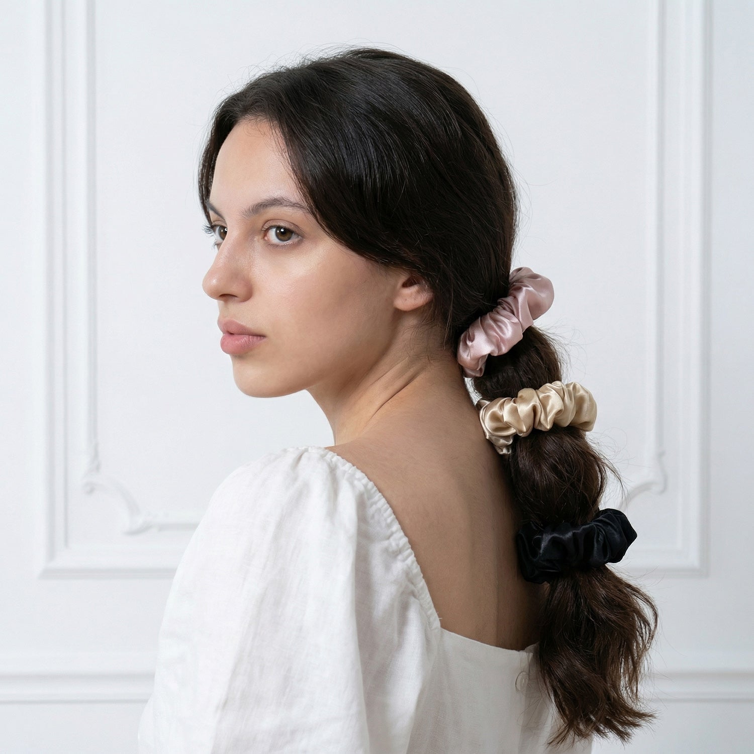 EVERSILK Scrunchies - Black, Lotus, Beige
