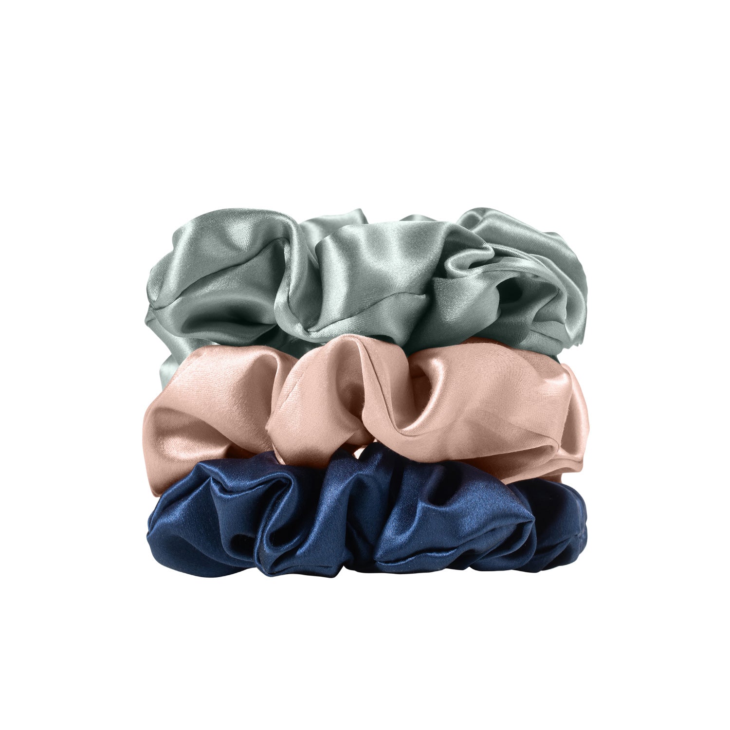 EVERSILK Scrunchies - Slate Grey, Navy, Mellow Rose