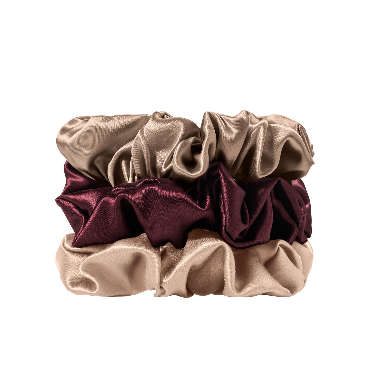 EVERSILK Scrunchies -Taupe, Burgundy, Peony