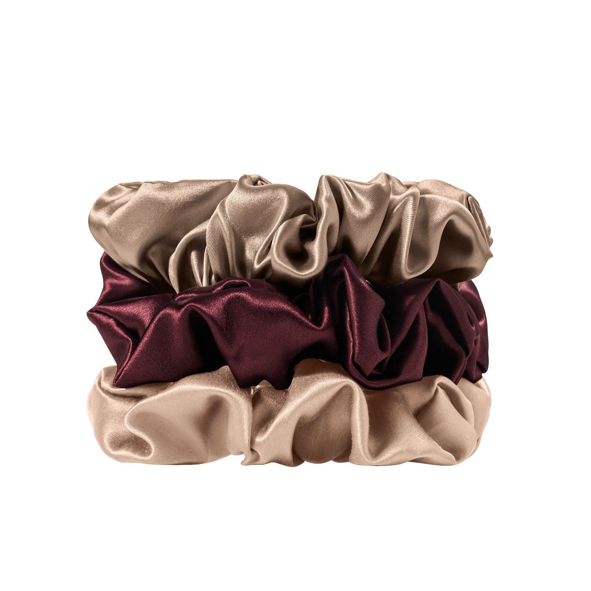 EVERSILK Scrunchies -Taupe, Burgundy, Peony