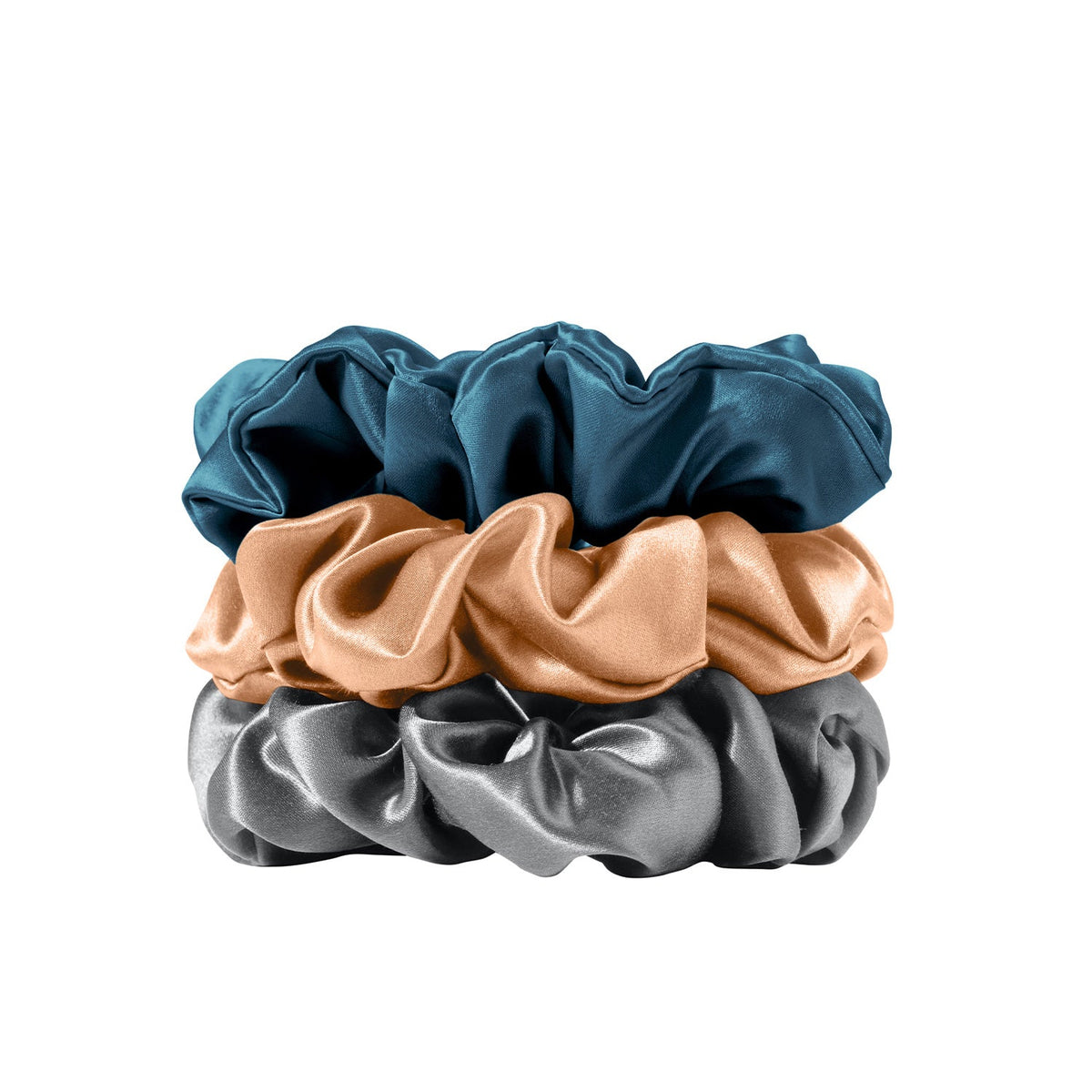 EVERSILK Scrunchies -Ultimate Grey, Apricot, Crystal Teal