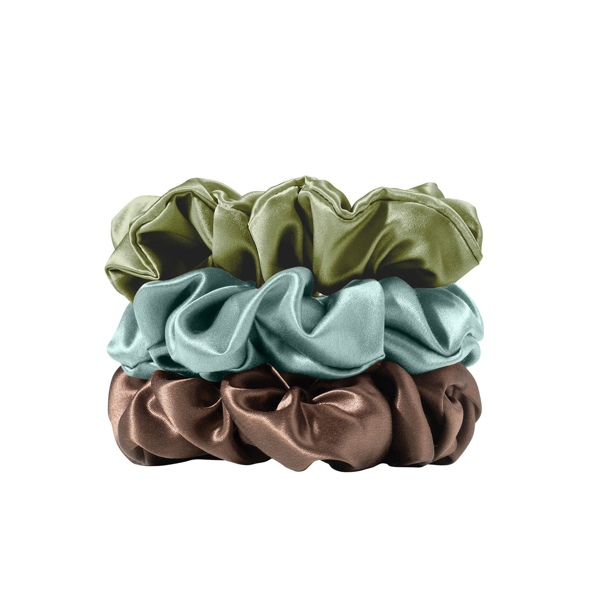 EVERSILK Scrunchies - Olive, Seafoam Green, Chocolate